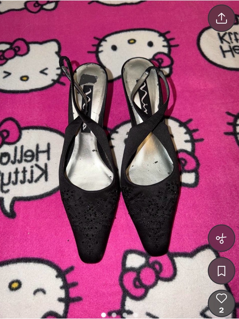 INC International Concepts Black Pointed Slingback Heels